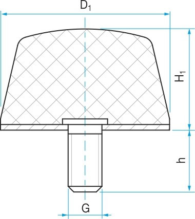 Silentblok - doraz kuželový typ KD-4 - 43x50 M10x28 55ShA - N2
