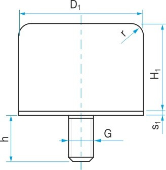 Silentblok - doraz válcový se šroubem typ GP-1G 100x80 M12x36 - N2