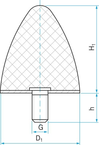 Silentblok - doraz kuželový typ KP-D 110x80 M12x25 55ShA - N2