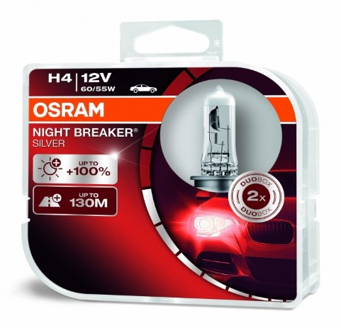 Žárovka Osram 12V H4 BREKER SILVER+100% sada 2ks - N2