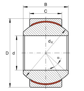 INA GE 16-PW bezúdržbové kloubové ložisko ocel/mosaz+PTFE - N2 - 2