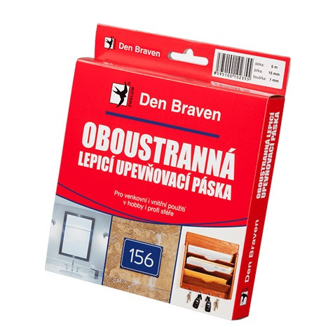 Den Braven Oboustranně lepicí upevňovací páska v krabičce - 19 x 1 mm x 5 m bílá - N2