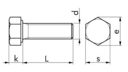 Šroub šestihranný celý závit DIN 933 M12x45-8.8 bez PÚ - N2 - 2