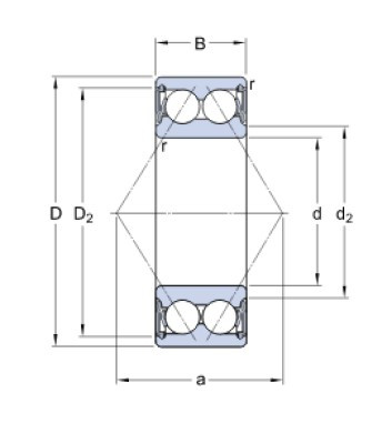 SKF 3206 A-2RS1TN9/MT33 kuličkové ložisko s kosoúhlým stykem - N2 - 2