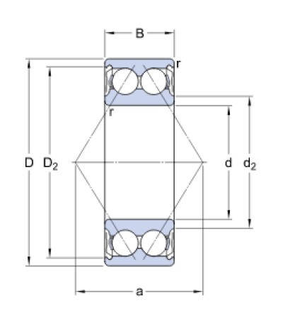 SKF 3206 A-2ZTN9/MT33 kuličkové ložisko s kosoúhlým stykem - N2 - 2