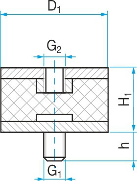 Silentblok typ 2 - 25x25 M8x18 - N2