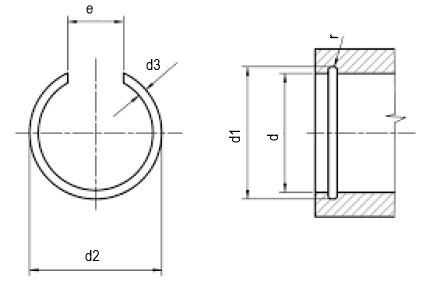 Pojistný kroužek drátěný do díry DIN 7993B 35 mm - N2 - 2