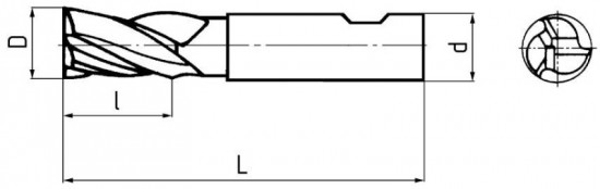 Fréza pro drážky per krátká, třízubá, nesouměrná, F230418, 4x7 mm TiAlN - N2