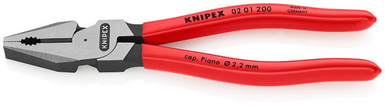 KNIPEX 02 01 200 Silové kombinované kleště, plastové návleky, fosfátováno na černo, 200 mm - N2
