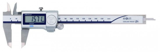 Posuvné měřítko digitální 0-150mm, DIN 862, IP67, čelisti tvrdokov, posuv. kolečko, MITUTOYO, 500-72 - N2