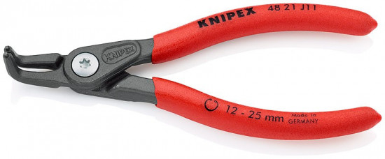 KNIPEX 48 21 J11 Precizní kleště pro vnitřní poj. kr. 12-25 mm zahnuté 45° pot. plastem, f. na šedo - N2