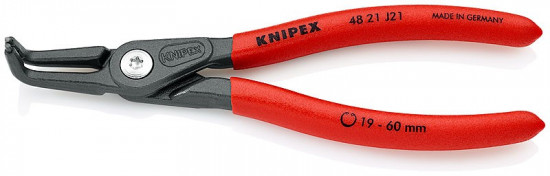 KNIPEX 48 21 J21 Precizní kleště pro vnitřní poj. kr. 19-60 mm zahnuté 45° pot. plastem, f. na šedo - N2