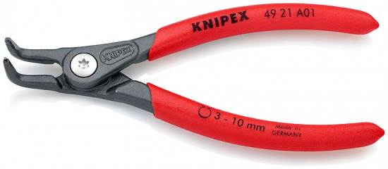 KNIPEX 49 21 A01 Precizní kleště pro vnější poj. kr. 3-10 mm zahnuté 90° pot. plastem, f. na šedo - N2
