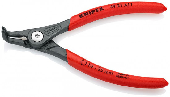 KNIPEX 49 21 A11 Precizní kleště pro vnější poj. kr. 10-25 mm zahnuté 90° pot. plastem, f. na šedo - N2