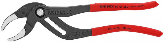 KNIPEX 81 01 250 Kleště na sifony, plastové trubky a konektory, plastové návleky, fosfát.na černo - N2