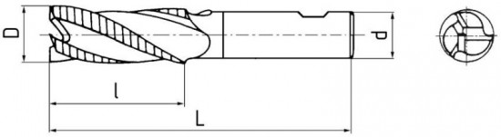 Fréza válcová čelní krátká s 1 břitem přes střed (TYP NR P), F104418P, 10x22 mm - N2