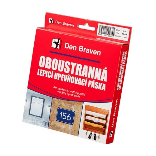Den Braven Oboustranně lepicí upevňovací páska v krabičce - 25 x 1 mm x 5 m bílá _B5322RL - N2