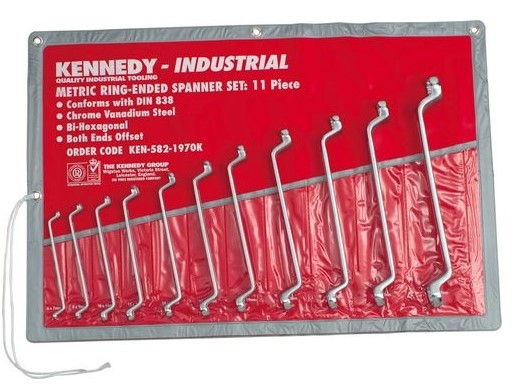 Sada klíčů očkový oboustranný průmyslový chrom - metrický 6-32 mm 11.dílná sada Kennedy - N2
