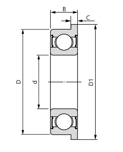 EZO S F607-2RS nerezové kuličkové ložisko s přírubou - N2 - 2