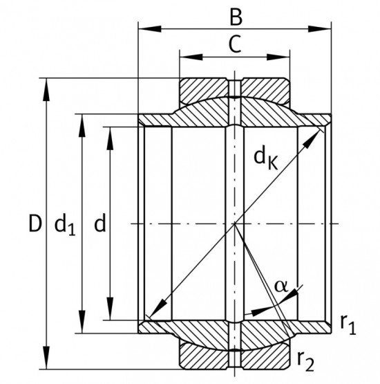 LS GEEW 16 ES (GEG 16 ES) kloubové ložisko ocel/ocel - N2 - 2