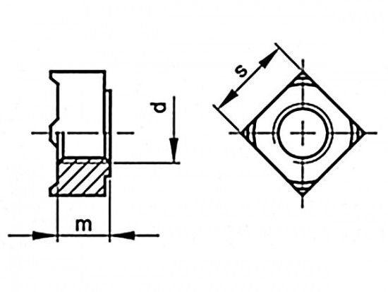 Matice pro přivaření čtyřhranná DIN 928 M4 - N2 - 2