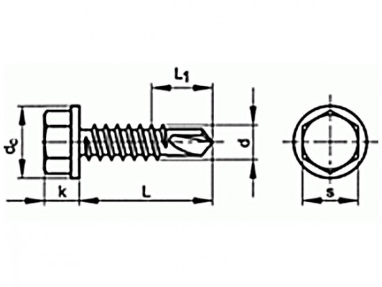 Šroub TEX šestihranná hlava DIN 7504K 4,2x13 pozink - N2