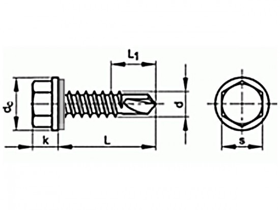 Šroub TEX šestihranná hlava DIN 7504K 4,2x16 pozink+podložka - N2