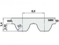 Řemen ozubený metráž S8M 20 mm - optibelt ALPHA Linear ocel - N1