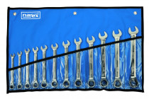 Sada očkoplochých ráčnových klíčů 12 ks 8-19 mm vinylové pozdro DIN 3113, NAREX 443000593 - N1