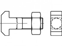 Šroub s T-hlavou a čtyřhranem DIN 186 B M12x80-4,6 s maticí - N1
