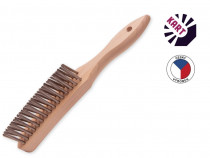 Kartáč koutový s dřevěnou rukojetí, 3-řadý nerezový hladký drát 0,35 mm/KART 1111076 - N1