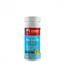 Debbex Cranit Tester pro bazény 4v1 - 10 ks testovacích proužků namodralá, tuba v blistru - N1