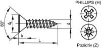 Šroub samořezný záp.phillips DIN 7982C 4,2x6,5 pozink - N1