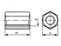Matice prodlužovací 3d DIN 6334 M16 nerez A2 - N1