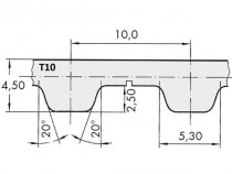 Řemen ozubený T10 450 25 Gates Synchro Power - N1